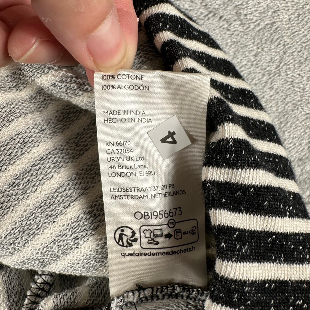 Pilcro Anthropologie Striped Hoodie Women M Black White AsymmetricalBoho Artsy - Picture 6 of 8